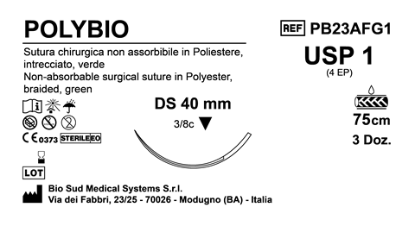 Sutura Polybio DS40 USP 1 - EP 4 75 cm Green Box 36 pcs