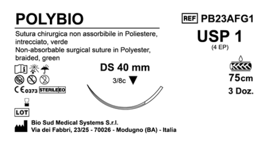 Sutura Polybio DS40 USP 1 - EP 4 75 cm Green Box 36 pcs
