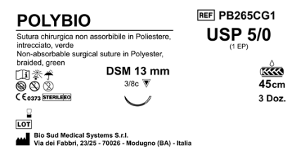 Sutura Polybio DSM13 USP 5-0 - EP 1 45 cm Green Box 36 pcs