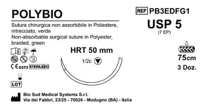 Sutura Polybio HRT 50 USP 5 75 cm Green Box 36 pcs