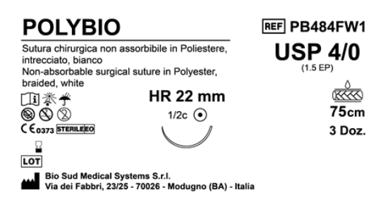 Sutura Polybio HR 22 USP 4-0  - EP 1.5 75 cm White Box 36 pcs