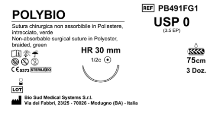 Sutura Polybio HR30 USP 0 - EP 3.5 75 cm Green Box 36 pcs