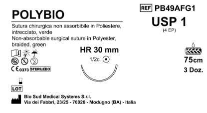 Sutura Polybio HR 30 USP 1 - EP 4 75 cm Green Box 36 pcs
