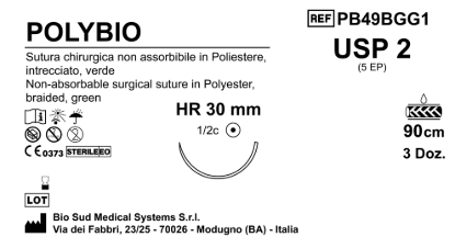 Sutura Polybio HR 30 USP 2 - EP 5 90 cm Green Box 36 pcs