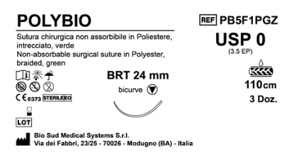 Sutura Polybio BRT 24 USP 0 - EP 3.5 110 cm Green Box 12 pcs