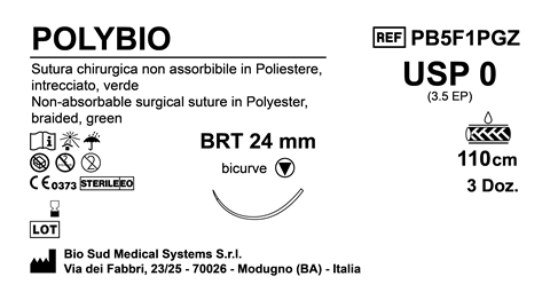 Sutura Polybio BRT 24 USP 0 - EP 3.5 110 cm Green Box 12 pcs