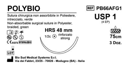 Sutura Polybio HRS 48 USP 1 - EP 4 75 cm Green Box 36 pcs