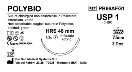 Sutura Polybio HRS 48 USP 1 - EP 4 75 cm Green Box 36 pcs