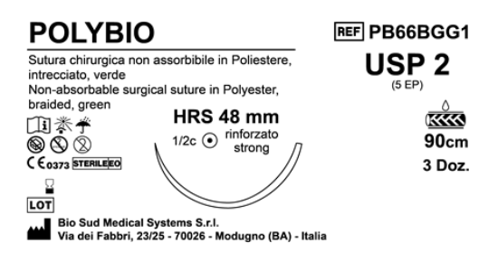 Sutura Polybio HRS 48 USP 2 - EP 5 90 cm Green Box 36 pcs