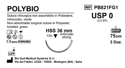 Sutura Polybio HSS36 USP 0 - EP 3.5 75 cm Green Box 36 pcs