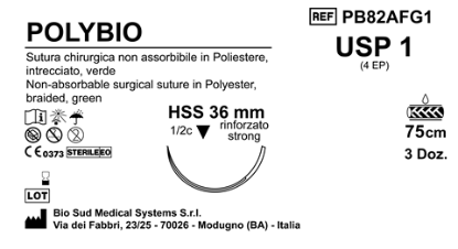 Sutura Polybio HSS36 USP 1 - EP 4 75 cm Green Box 36 pcs
