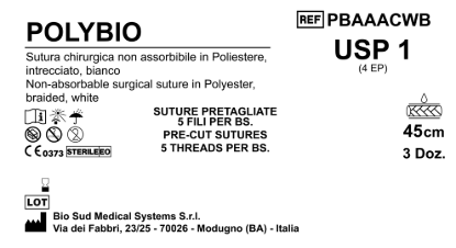 Sutura Polybio Precutted USP 1 - EP 4 45 cm White Bs. 36 x 5 Threads