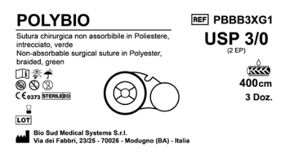 Sutura Polybio on Reel USP 3-0 - EP 2 400 cm Green Box 36 pcs