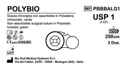 Sutura Polybio on Reel USP 1 - EP 4 250 cm Green Box 36 pcs