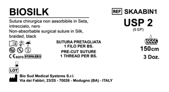 Sutura Biosilk Precutted USP 2 - EP 5 150 cm Black Box 36 pcs