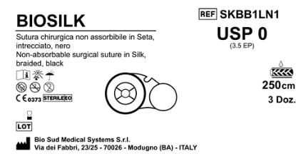 Sutura Biosilk on Reel USP 0 - EP 3.5 250 cm Black Box 36 pcs