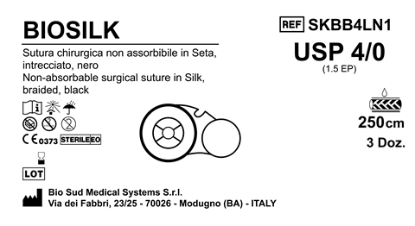 Sutura Biosilk on Reel USP 4-0  - EP 1.5 250 cm Black Box 36 pcs