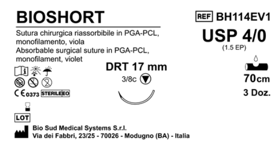 Sutura Bioshort DRT 17 USP 4-0  - EP 1.5 70 cm Violet Box 36 pcs