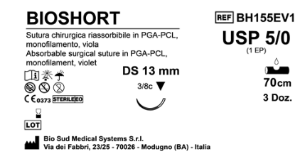Sutura Bioshort DS13 USP 5-0 - EP 1 70 cm Violet Box 36 pcs