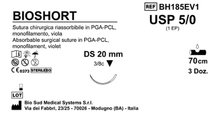 Sutura Bioshort DS20 USP 5-0 - EP 1 70 cm Violet Box 36 pcs