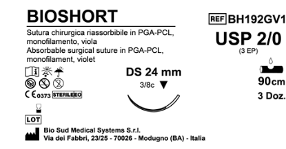 Sutura Bioshort DS 24 USP 2-0 - EP 3 90 cm Violet Box 36 pcs
