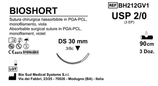 Sutura Bioshort DS30 USP 2-0 - EP 3 90 cm Violet Box 36 pcs