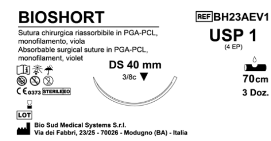 Sutura Bioshort DS 40 USP 1 - EP 4 70 cm Violet Box 36 pcs