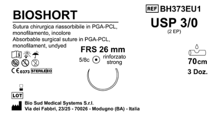 Sutura Bioshort FRS26 USP 3-0 - EP 2 70 cm Undyed Box 36 pcs
