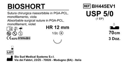 Sutura Bioshort HR12 USP 5-0 - EP 1 70 cm Violet Box 36 pcs