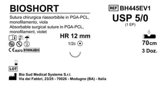 Sutura Bioshort HR12 USP 5-0 - EP 1 70 cm Violet Box 36 pcs