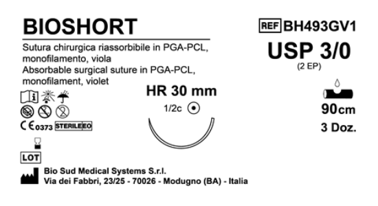 Sutura Bioshort HR 30 USP 3-0 - EP 2 90 cm Violet Box 36 pcs