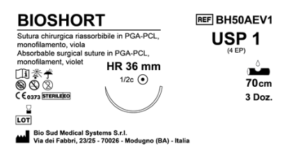 Sutura Bioshort HR36 USP 1 - EP 4 70 cm Violet Box 36 pcs