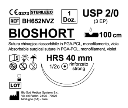 Sutura Bioshort HRS 40 USP 2-0 - EP 3 100 cm Violet Box 12 pcs