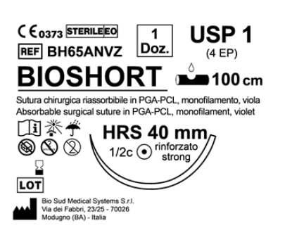 Sutura Bioshort HRS 40 USP 1 - EP 4 100 cm Violet Box 12 pcs