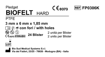 Biofelt PTFE 3 mm x 6 mm Hard with Holes  Box 24 blisters  2 pcs per blister