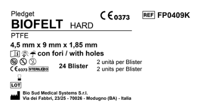 Biofelt PTFE 4 5 mm x 9 mm Hard w/hole  2pcs. x Blister  24Blister x cf.