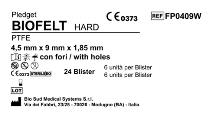 Biofelt PTFE 4.5 mm x 9 mm Hard w/hole 6 pcs x Blister  Box 24 Blisters