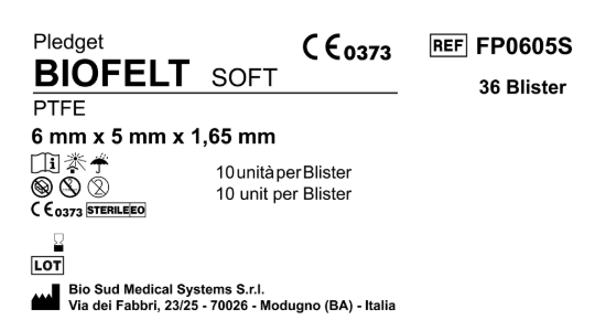 Biofelt PTFE 6 mm x 5 mm Soft; 10pcs x Bls.; 36 Bls. per box.