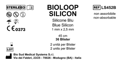 Bioloop Silicon 45 cm x 2.5 mm x 1 mm Blue Box 36 blisters  2 pcs/pounch