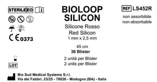Bioloop Silicon 45 cm x 2.5 mm x 1 mm Red Box 36 blisters  2 pcs/pounch