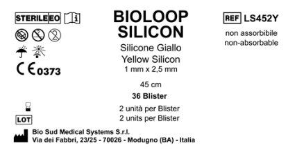 Bioloop Silicon 45 cm x 2.5 mm x 1 mm Yellow Box 36 blisters  2 pcs/pounch
