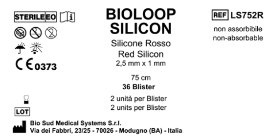 Bioloop Silicon 75 cm x 2.5 mm x 1 mm Red Box 36 blisters  2 pcs/pounch