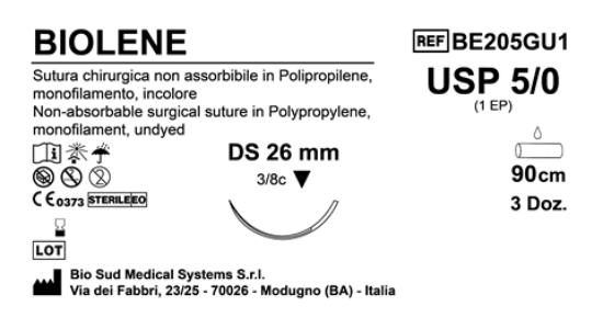 Sutura Biolene DS 26 USP 5-0 - EP 1 90 cm Undyed Box 36 pcs