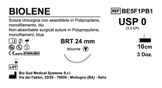 Sutura Biolene BRT 24 USP 0 - EP 3.5 110 cm Blue Box 36 pcs