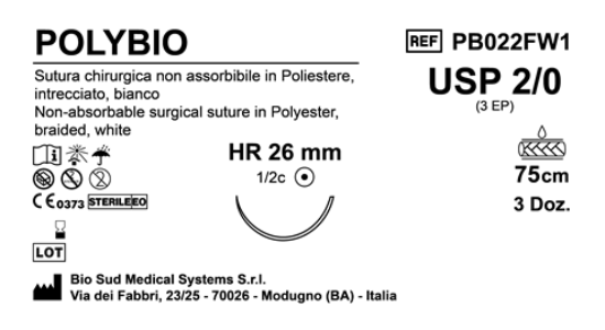 Sutura Polybio HR 26 USP 2-0 - EP 3 75 cm White Box 36 pcs