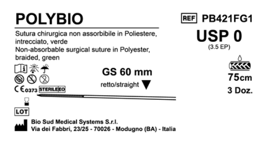 Sutura Polybio GS60 USP 0 - EP 3.5 75 cm Green Box 36 pcs