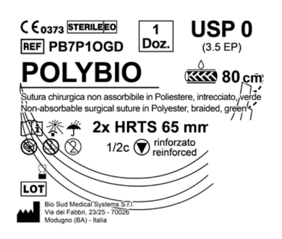 Sutura Polybio HRTS 65 USP 0 - EP 3.5 80 cm Green Double Armed  N.12 Bs. per Box