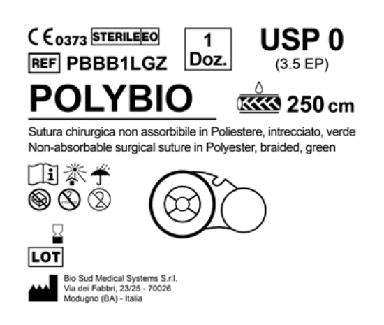 Sutura Polybio on Reel USP 0 - EP 3.5 250 cm Green Box 12 pcs