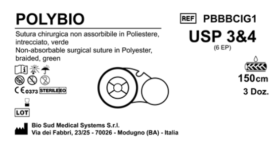 Sutura Polybio on Reel USP 3/4 - EP 6 150 cm Green Box 36 pcs