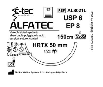 Alfatec braided viol. HRTX 50 USP 6 EP 8 150cm 12pz. PGA